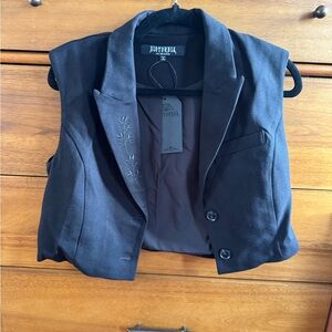 Disturbia Black Women's Vest with Floral Detail